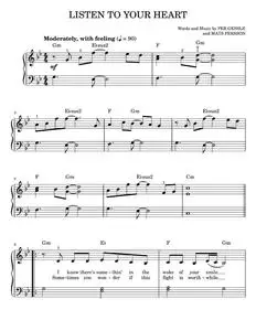 Listen To Your Heart - DHT, Roxette (Easy Piano)