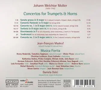Jean-François Madeuf, Daniela Dolci & Musica Fiorita - J.M. Molter: Concertos for Trumpets & Horns (2017)