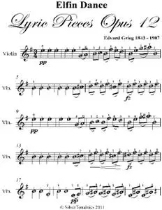 «Elfin Dance Lyric Pieces Opus 12 Easy Violin Sheet Music» by Edvard Grieg