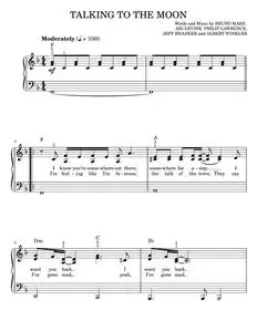 Talking to the moon - Bruno Mars (Easy Piano)