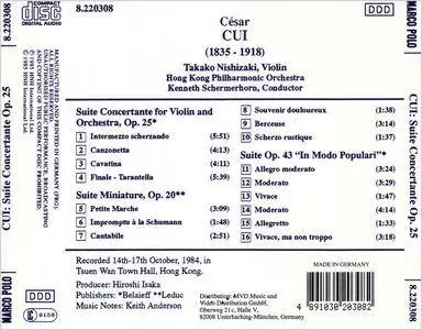 Takako Nishizaki, HKPO, Kenneth Schermerhorn - Cesar Cui: Suite Concertante; Suite Miniature; In Modo Populari (1985)