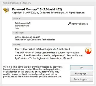 Password Memory 5.0 Build 402 Plus Edition