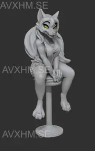 Wolf on Bar Stool