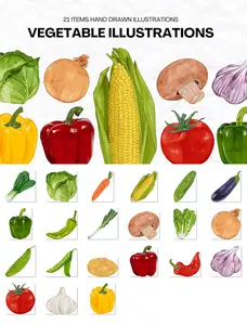 EE - Vegetable Watercolor Illustrations Set EG7ZP69